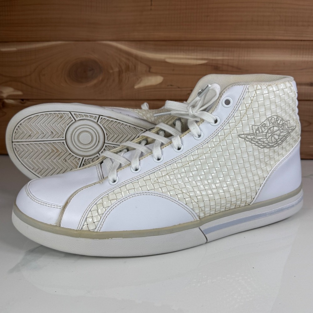 Jordan Phly Legend Premier White Metallic Silver Woven 343449-101 Mens‎ 11.5